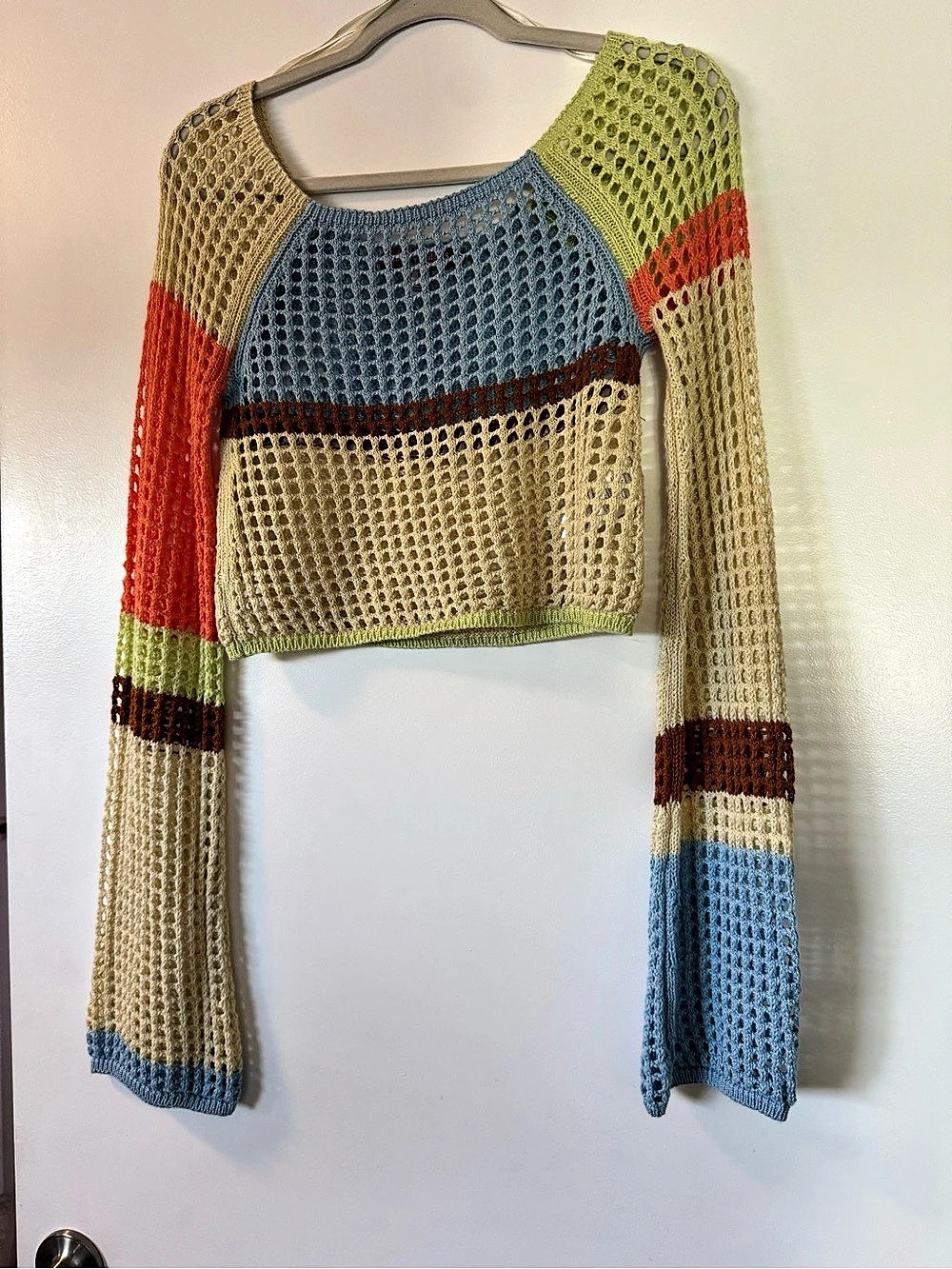 Urban Outfitters Color Block Crochet Sweater Size Medium